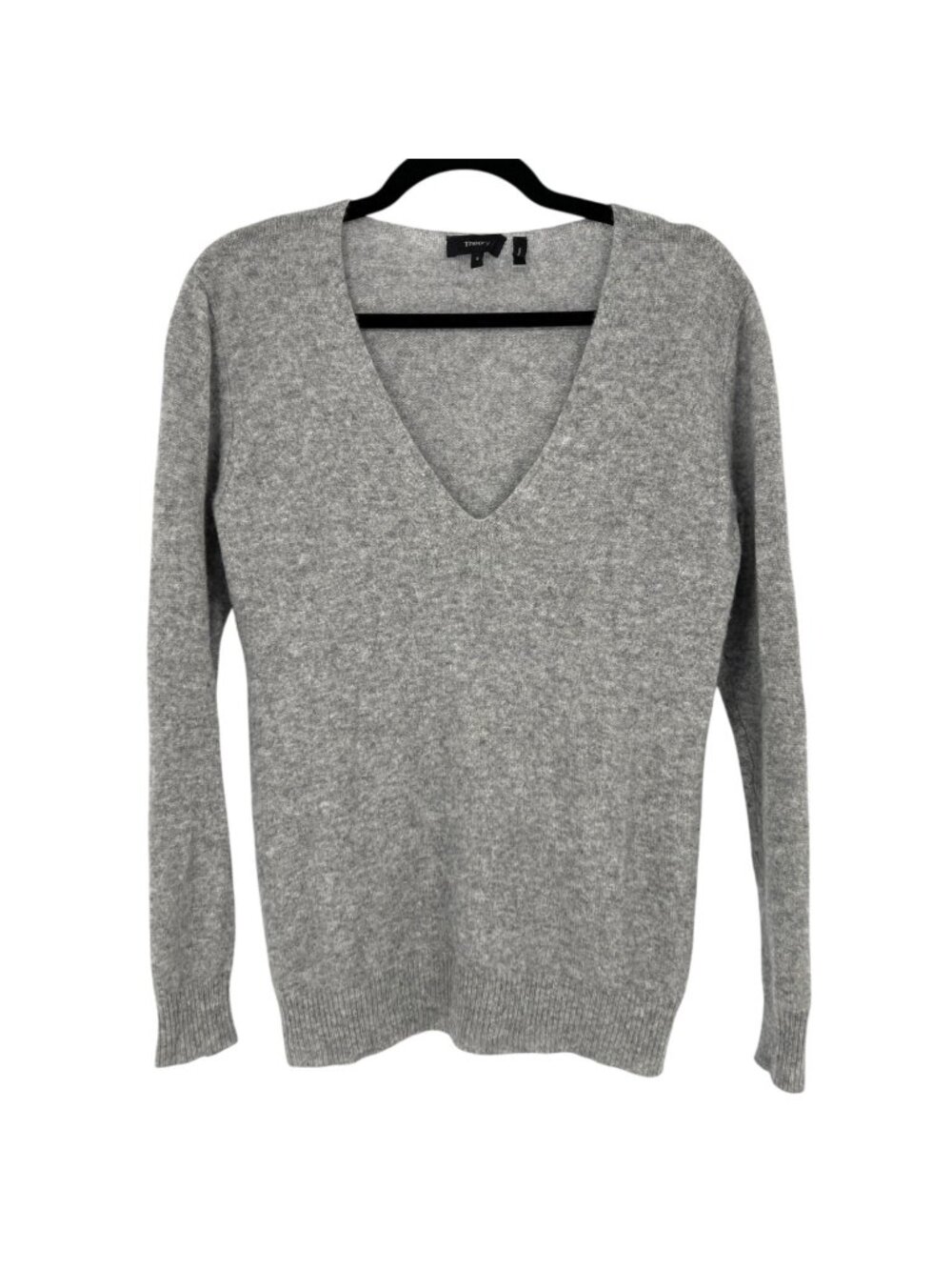 Theory Adrianna RL 100% Cashmere V-Neck Sweater Gray Size Small Quiet Luxury